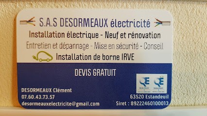SAS DESORMEAUX électricité, Electricien à Estandeuil