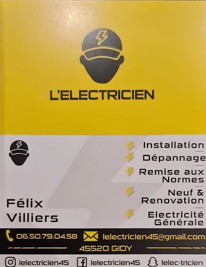 L'ELECTRICIEN, Electricien à Gidy